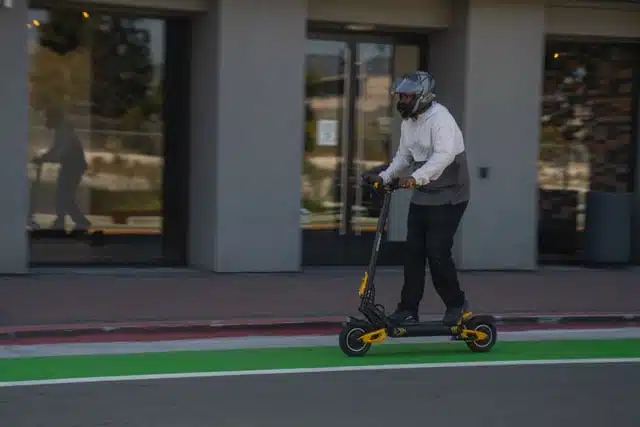 Vsett 10+ riding down the street