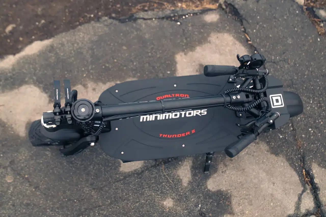 Dualtron Thunder 2 deck from top down folded view