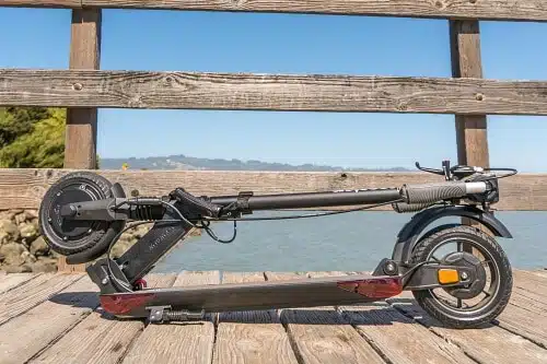 e-twow gt 2020 folded on the dock of a lake