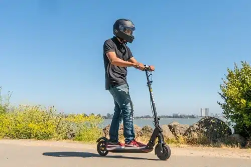 man riding the e-twow gt 2020 on a park path
