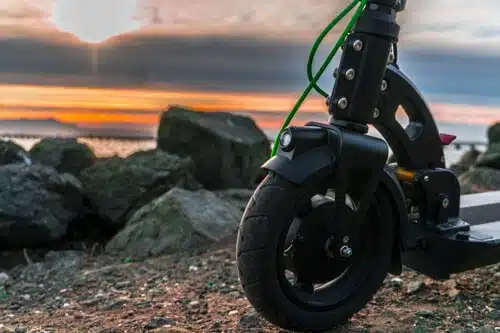 Inokim Light 2 front wheel during sunset