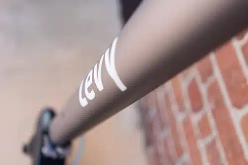 levy electric scooter stem showing logo