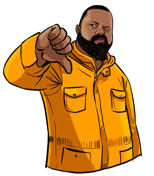 Ramier Jones Cartoon with thumbs down