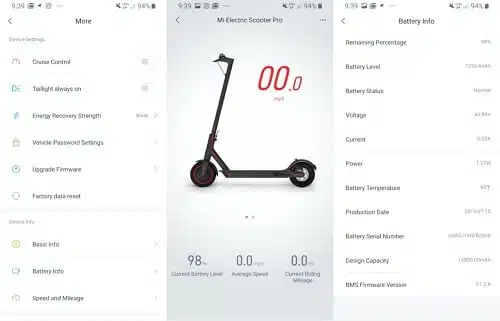 Xiaomi M365 Pro app display