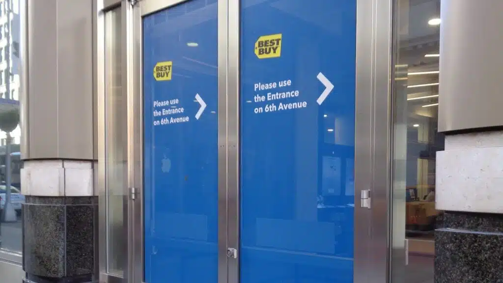 Side doors of Best Buy on 23rd St in New York City