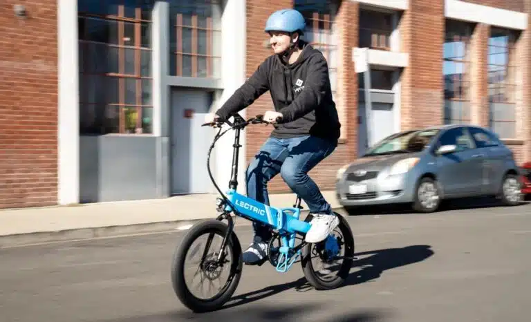 man riding a lectric XP lite electric bike