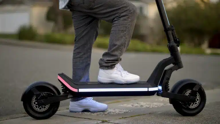 a three-quarter shot of an electric scooter