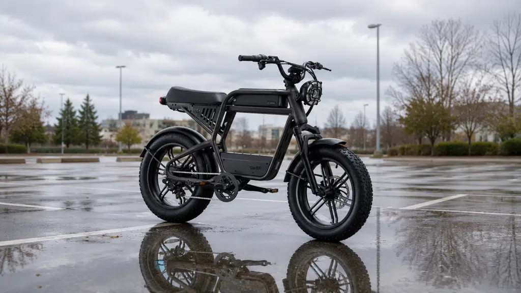 The Surprising New Tech in The Ride1Up REVV1 EVO Moped Style eBike 2 revv1htparkinglot