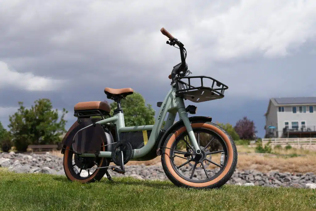 Segway MUXI Review: A Super High Tech Mini Cargo eBike 6 Segway MUXI parked, ready for a grocery run