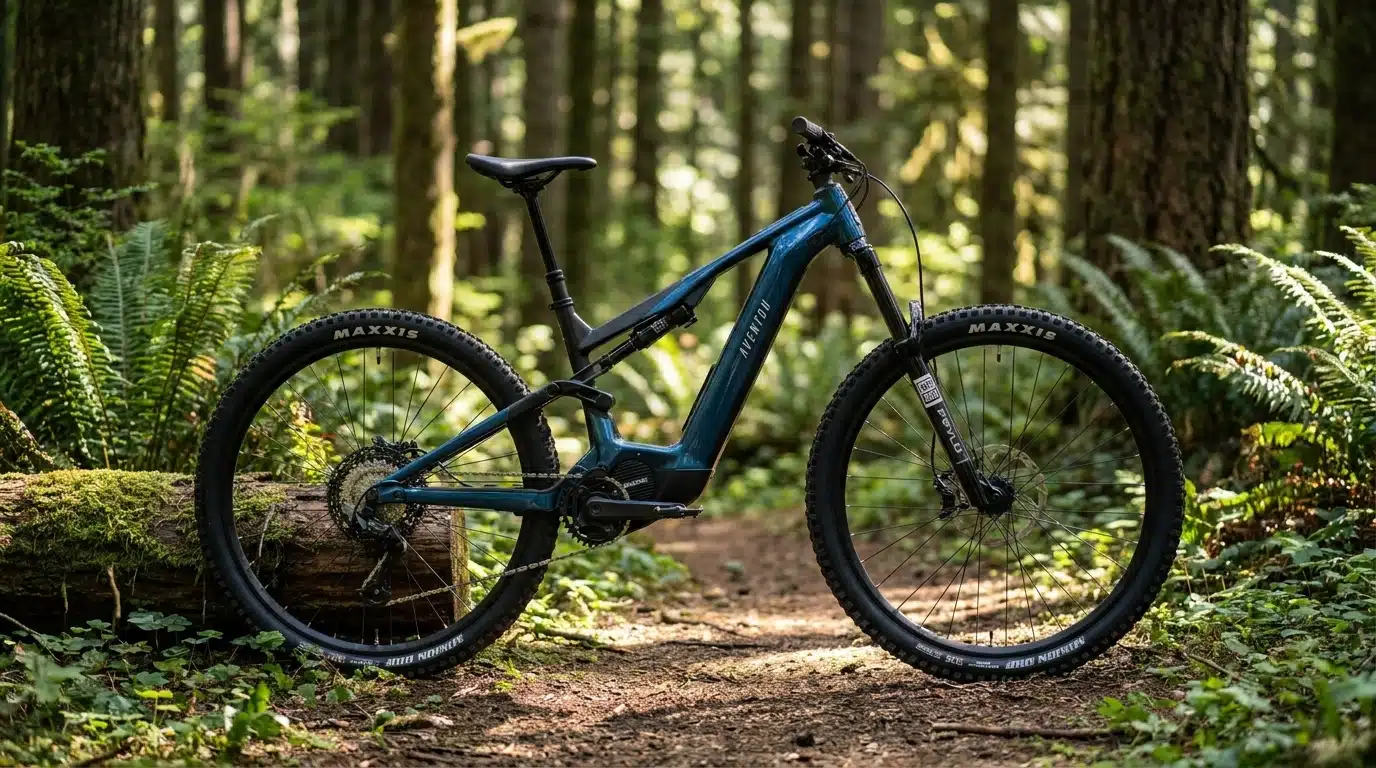 Aventon Current ADV First Look 2 Aventon Current ADV Ultro X mid-drive motor and RockShox rear suspension detail