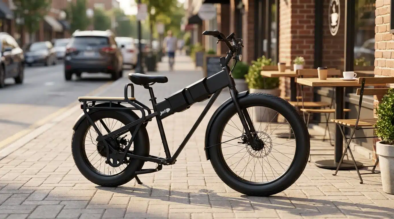 JackRabbit MG Cargo First Look 2 JackRabbit MG Cargo rear bamboo rack and 3-inch mullet tires loaded for an errand