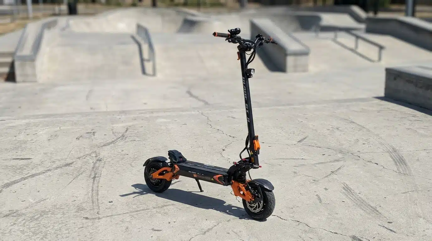 Teverun Blade GT II First Look 2 Teverun Blade GT II rear dual-motor deck, hydraulic brake, and 11-inch tubeless tire