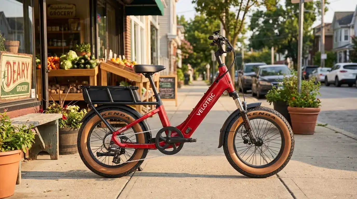 Velotric GoMad First Look: Velotric's Wildest Ride Yet 2 Velotric GoMad rear MIK HD rack and 20-inch fat tire loaded for a cargo run