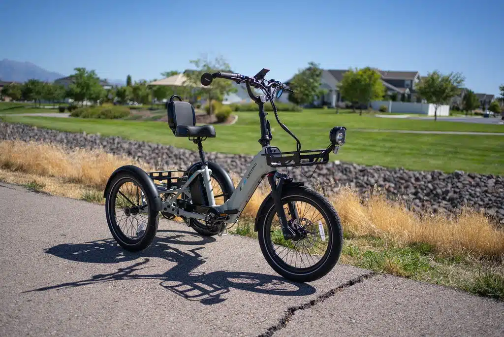 Lectric XP Trike 2 Review: A 750W Electric Trike Built for Stability 2 Side profile of the Lectric XP Trike 2 showing the low step-through frame and 20 inch wheels