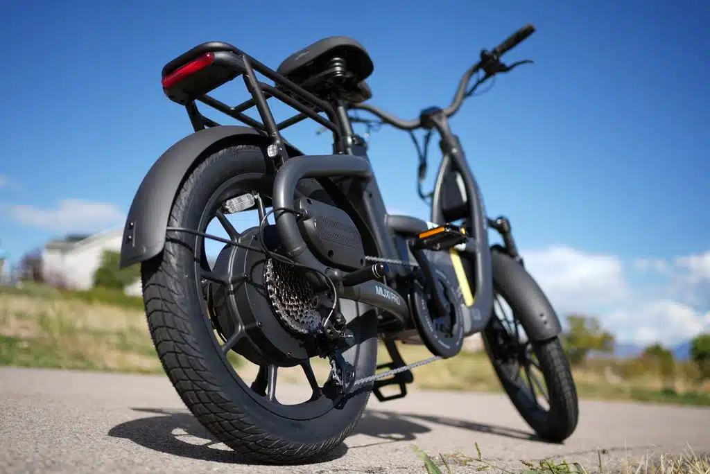 Segway MUXI PRO Review: The Auto Shifter Changes Everything 7 Rear view of the Segway MUXI PRO showing the rack, tail light and turn signals