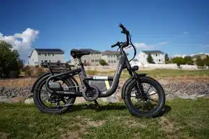 Segway MUXI PRO mini cargo eBike in black, side view, RiderGuide test bike